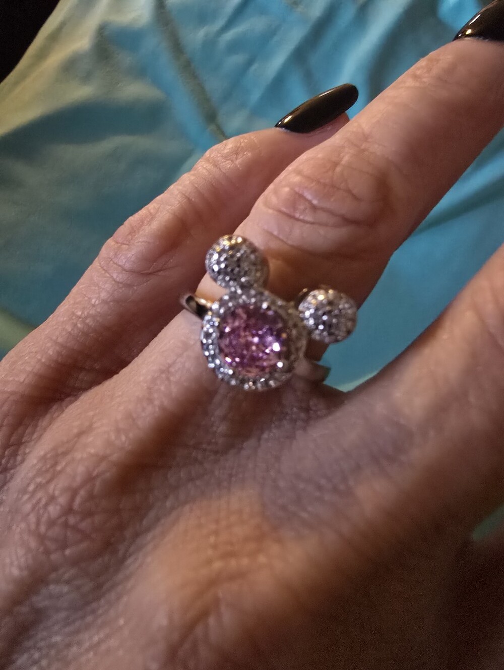 Pink Mickey-Style Cocktail Ring Adjustable
